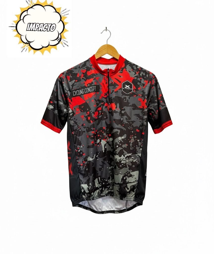 Camiseta de ciclista camuflaje negro-rojo